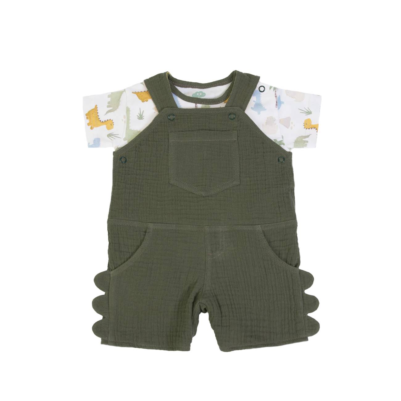 Conjunto Jardineira em Musselina + T-Shirt
