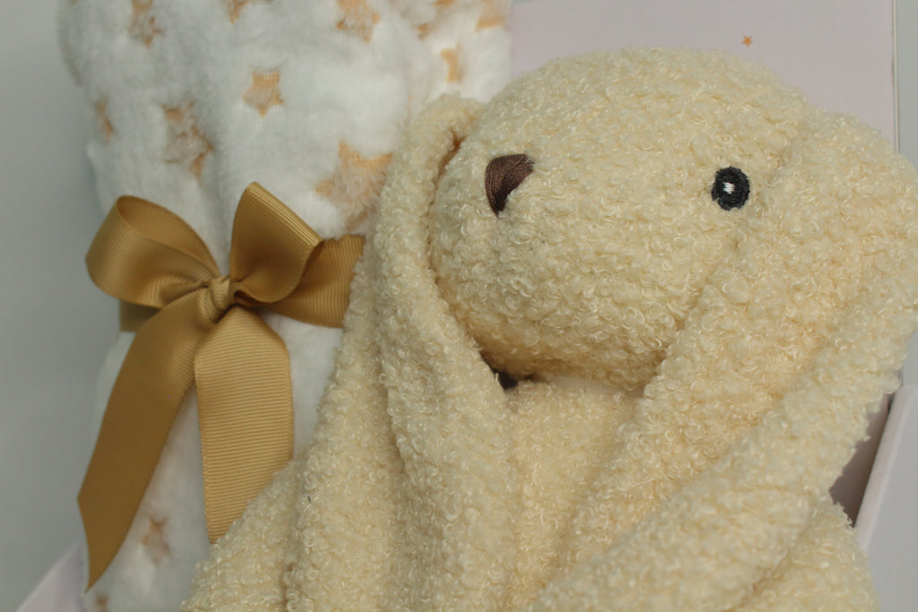 Presente manta e peluche bege